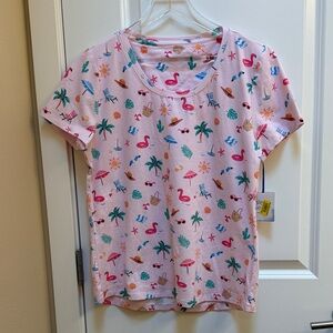 Sleep Sense Women's Pink Patterned Pajama Top Size Small